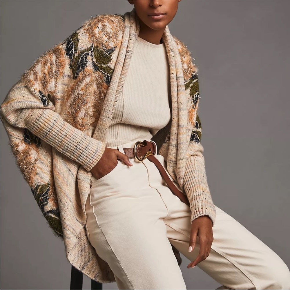Anthropologie metallic sweater cardigan